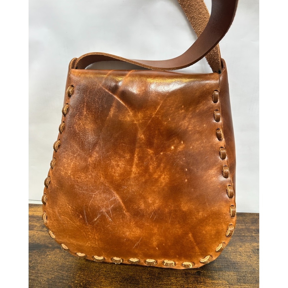 Whipstitch Tooled Leather Shoulder Bag Floral Boho Western Hippie Unbranded - Picture 14 of 16